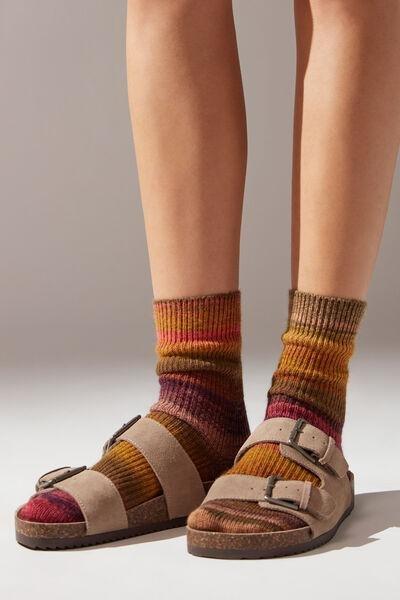 Multicolour Striped Short Socks, , large image number 0