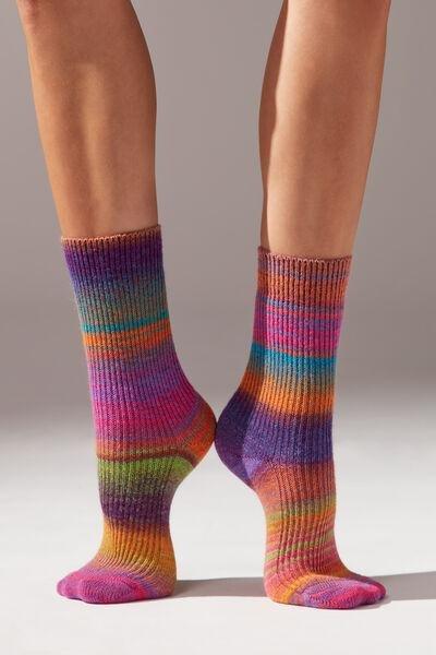 Multicolour Striped Short Socks, , large image number 1