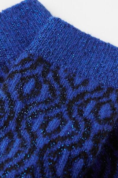 Blue Cashmere Wave-Patterned Short Socks, , large image number 1