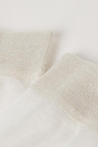 White Glitter Detail Short Socks, , large image number 2