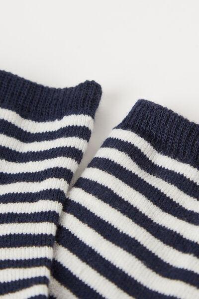Blue Striped Linen Short Socks, , large image number 2