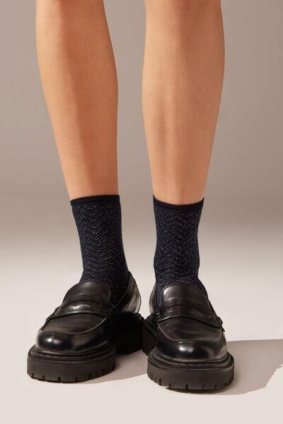 Blue Chevron Glitter Socks, 5501_021D, large image number 0