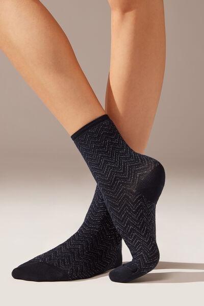 Blue Chevron Glitter Socks, 5501_021D, large image number 1