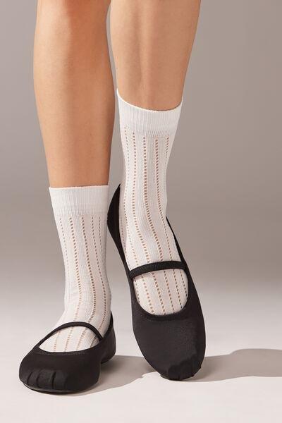 White Openwork Iridescent Short Socks, , large image number 2
