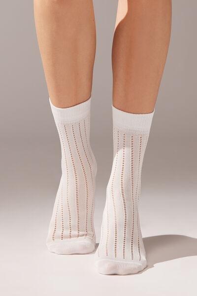White Openwork Iridescent Short Socks, , large image number 3