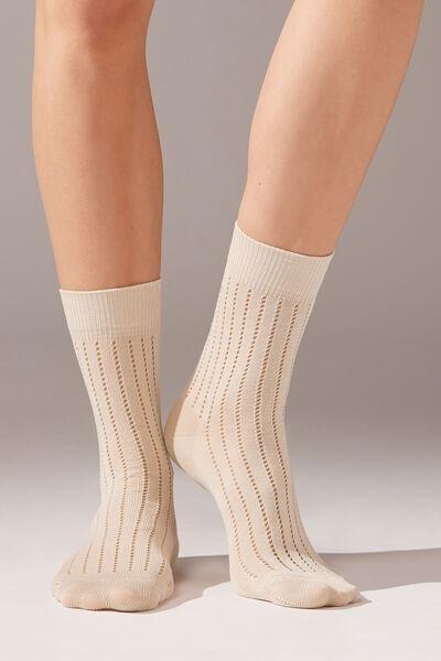 Calzedonia - Beige Openwork Short Socks, One Size