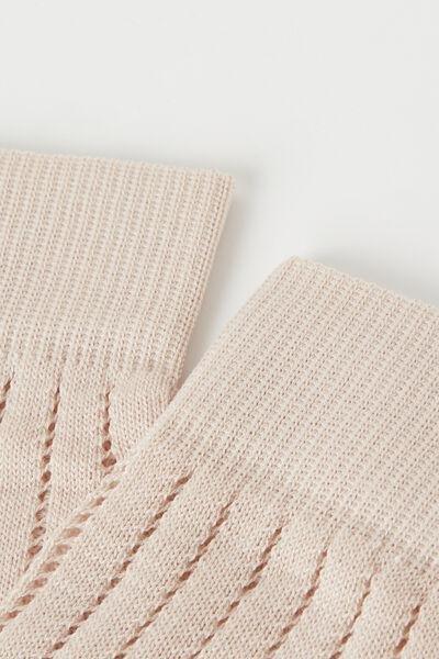 Beige Openwork Short Socks, One Size, , large image number 2