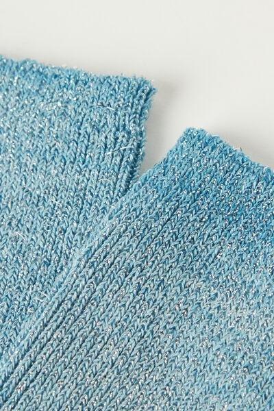 Blue Ombre Stripe Glitter Short Socks, , large image number 4