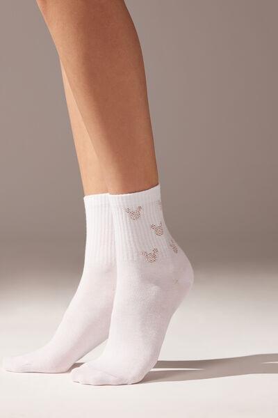 White Disney Minnie Stud Short Socks, , large image number 0