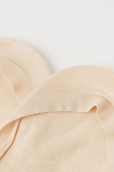 Beige Shiny Silk Invisible Socks, , large image number 1