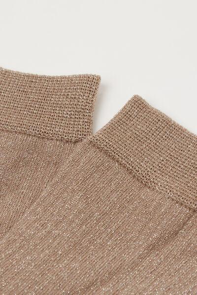 Beige Glitter Ribbed Socks, 5501_172D, large image number 1