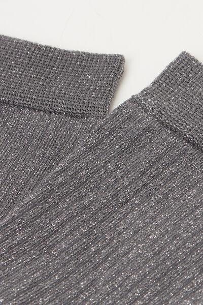 Grey Glitter Ribbed Socks, 5501_256D, large image number 2