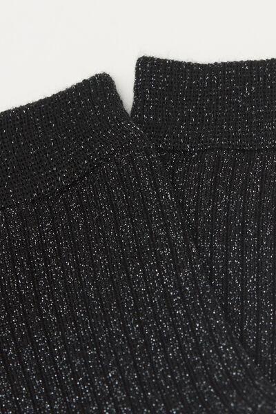 Black Glitter Ribbed Socks, 5501_293D, large image number 2