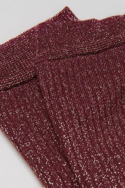 Burgundy Glitter Ribbed Socks, 5501_332D, large image number 2