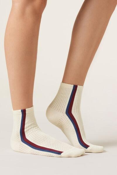 Cream Side Band Socks, 5501_169D, large image number 1