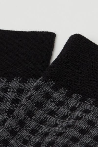 Black Gingham Pattern Socks, 5501_368D, large image number 1