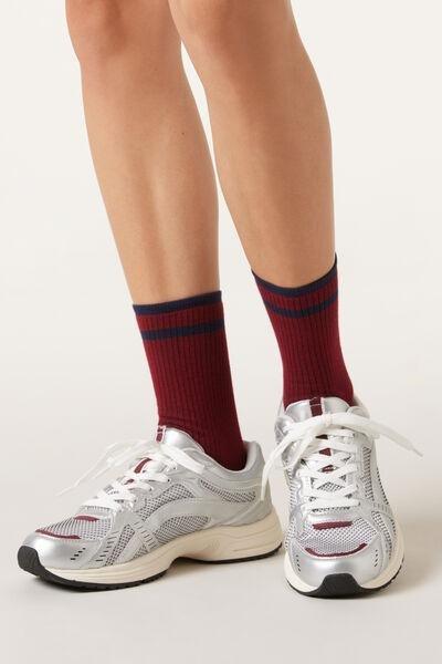 Burgundy Ribbed Socks, 5501_331D, large image number 0