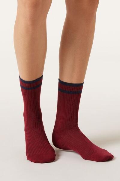 Burgundy Ribbed Socks, 5501_331D, large image number 1