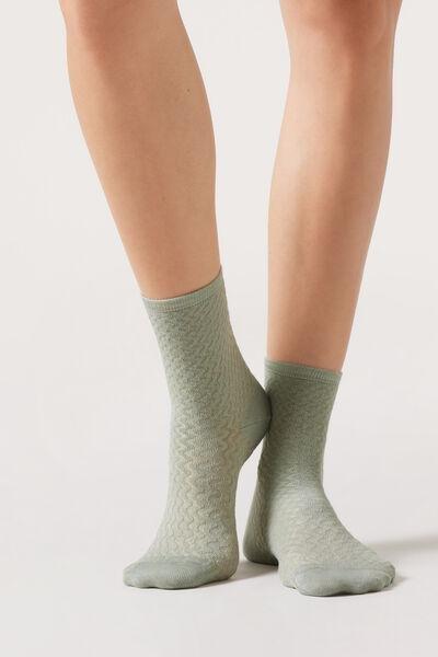 Green Woven Socks With Cashmere, 5501_207D, large image number 0