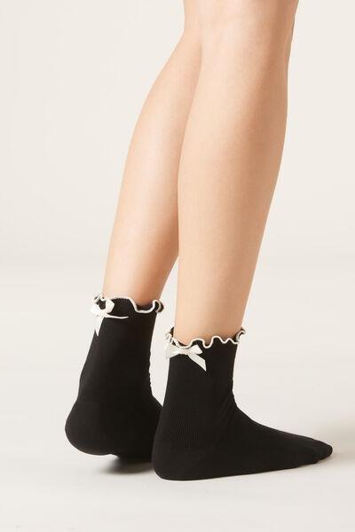 Black Bow-Detailed Socks, 5501_019, large image number 1