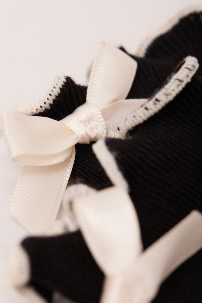 Black Bow-Detailed Socks, 5501_019, large image number 2