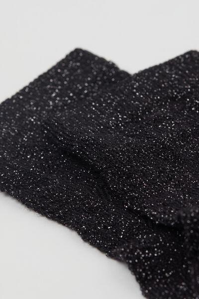 Black Glitter Openwork Socks, 5501_019, large image number 2
