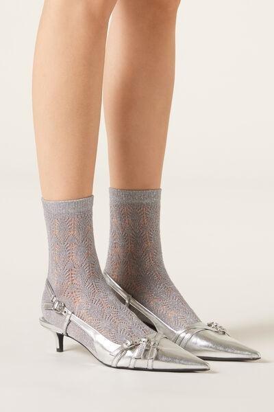 Grey Glitter Openwork Socks, 5501_256D, large image number 0