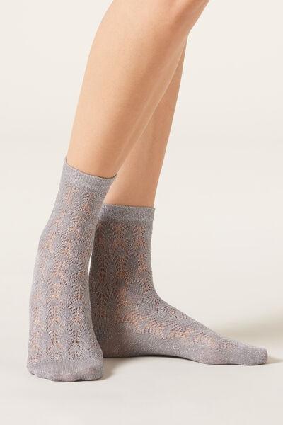 Grey Glitter Openwork Socks, 5501_256D, large image number 1