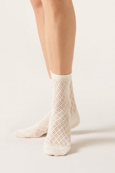 Cream Openwork Socks, 5501_297D, large image number 1