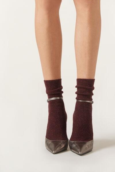 Burgundy Sluby Wool Socks, 5501_272D, large image number 0