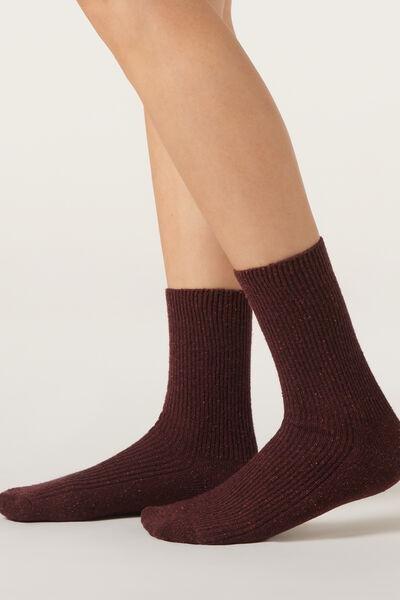 Burgundy Sluby Wool Socks, 5501_272D, large image number 1