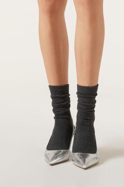 Grey Cashmere Short Socks, 5501_181D, large image number 0