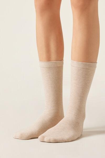 Cream Short Thermal Socks, 5501_292D, large image number 0