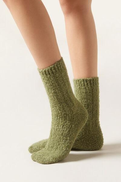 Green Teddy-Effect Socks, 5501_365D, large image number 0