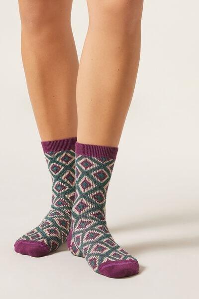 Purple Diamond Short Socks, 5501_209D, large image number 0