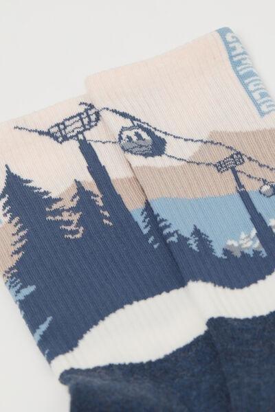 Multicolour Mountain-Patterned Socks, 5501_185D, large image number 1