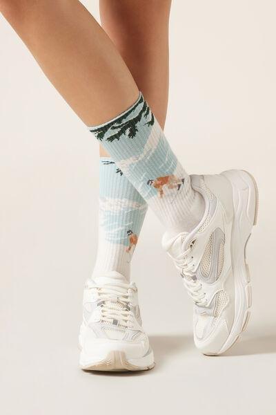 Multicolour Patterned Short Socks, 5501_190D, large image number 0