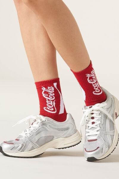 Red Glitter Printed Socks, 5501_219D, large image number 0