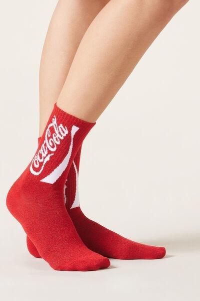 Red Glitter Printed Socks, 5501_219D, large image number 1
