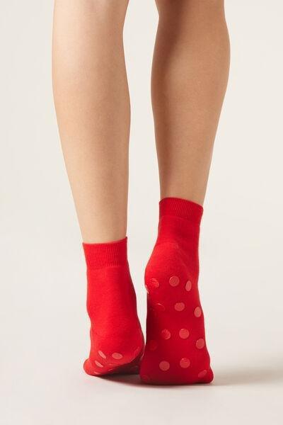 Red Printed Non-Slip Socks, 5501_220D, large image number 1