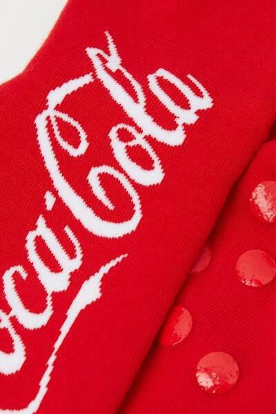 Red Printed Non-Slip Socks, 5501_220D, large image number 2