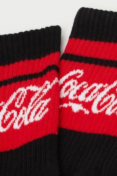 Black Printed Sport Socks, 5501_177D, large image number 1