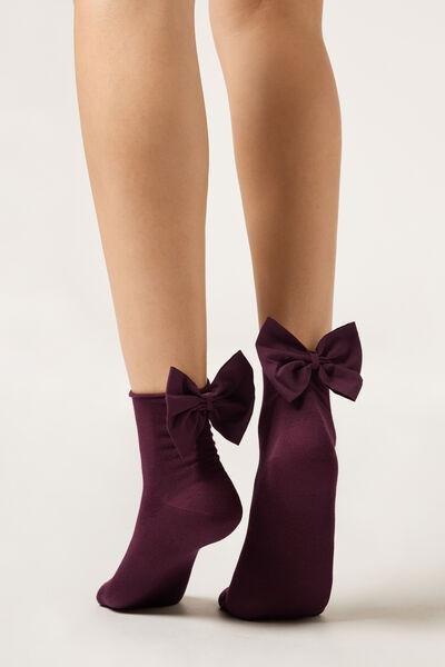 Burgundy Bow - Detail Socks, 5501_174D, large image number 1