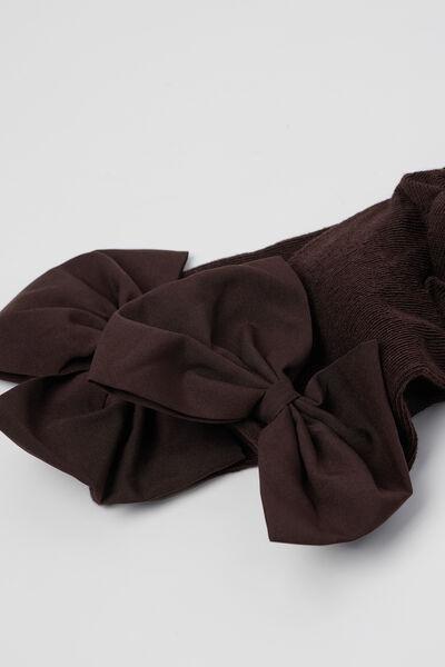 Brown Bow-Detail Cotton Socks, 5501_283D, large image number 1