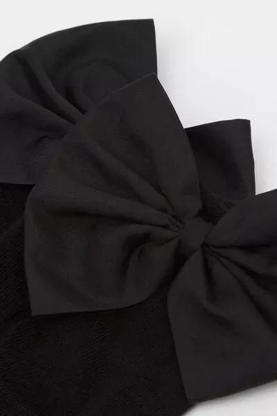 Black Bow Detail Cotton Socks, 5501_460D, large image number 1