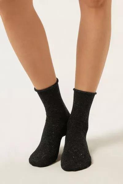 Black Short Cashmere Socks, 5501_203D, medium