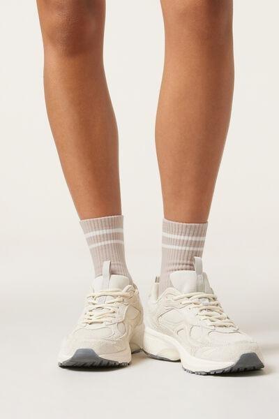Beige Ribbed Sport Socks, 5501_172D, large image number 0