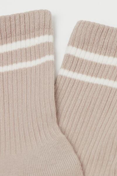 Beige Ribbed Sport Socks, 5501_172D, large image number 2