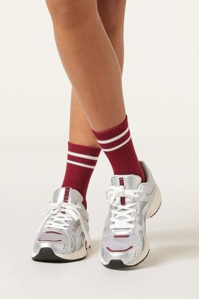 Burgundy Ribbed Sport Socks, 5501_332D, large image number 0