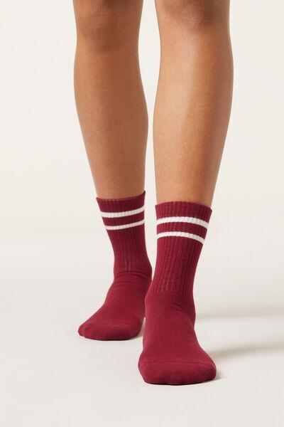 Burgundy Ribbed Sport Socks, 5501_332D, large image number 1